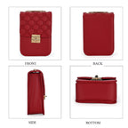 Elegant Monogram Quilted Phone Bag with Matching Clutch Card Holder - Burgundy