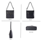 Leatherette Multi Compartment Crossbody Bag - Black