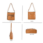 Leatherette Multi Compartment Crossbody Bag - Tan