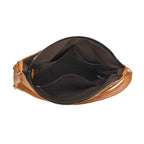 Leatherette Multi Compartment Crossbody Bag - Tan