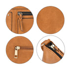Leatherette Multi Compartment Crossbody Bag - Tan