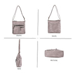 Leatherette Multi Compartment Crossbody Bag - Grey