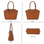 Stylish Solid Leatherette Crossbody Bag with Handle Drop - Tan
