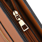 Stylish Solid Leatherette Crossbody Bag with Handle Drop - Tan