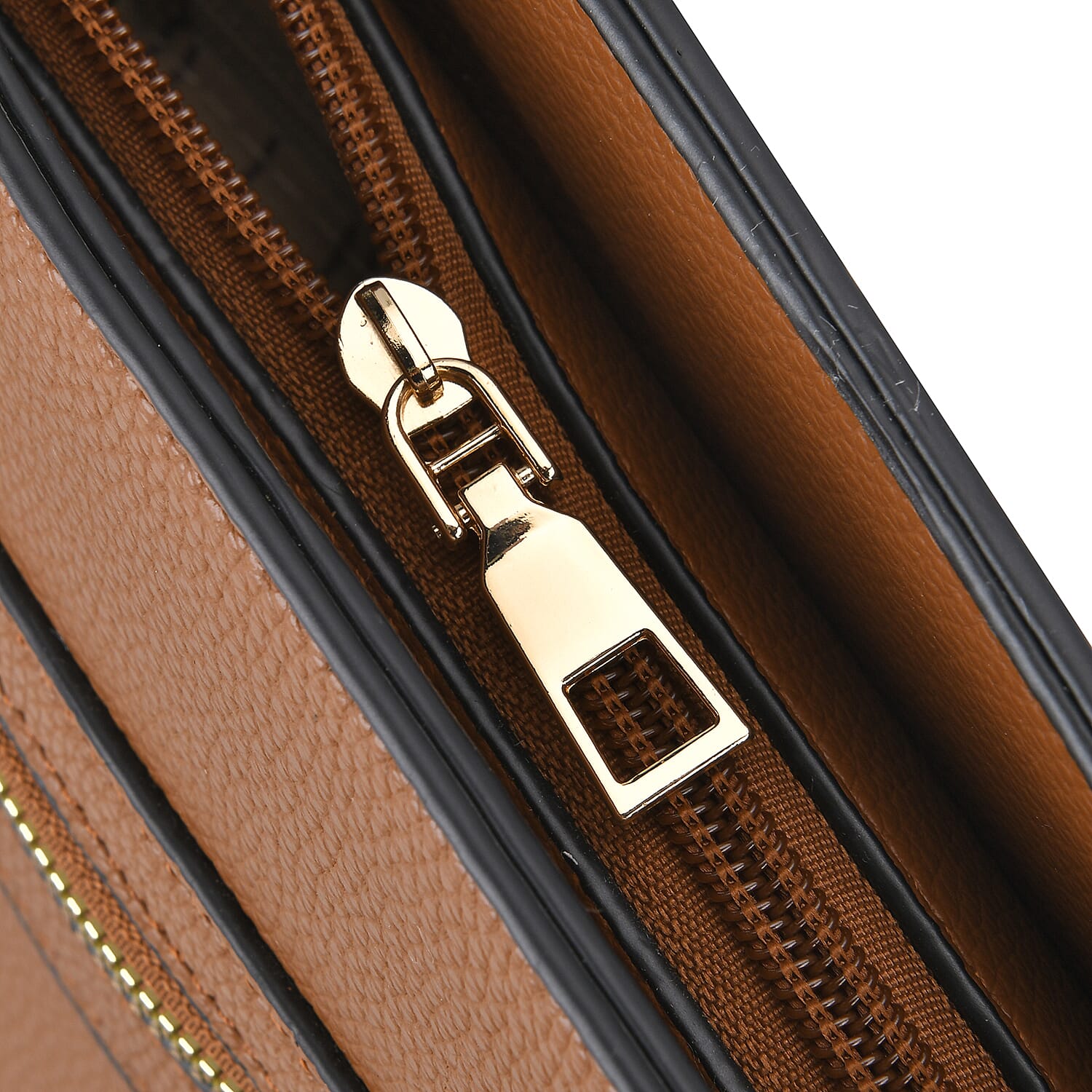 Stylish Solid Leatherette Crossbody Bag with Handle Drop - Tan
