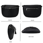 Leatherette Weave Pattern Crossbody Bag - Black
