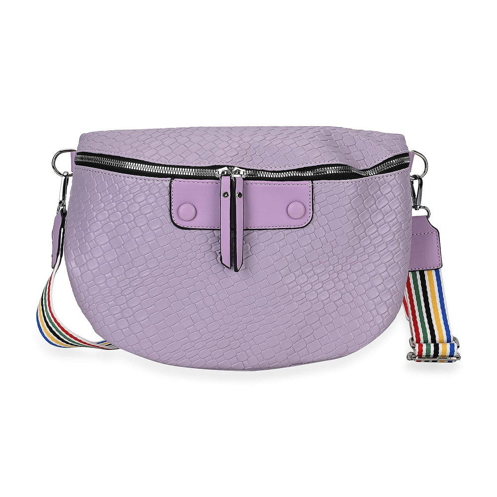 Leatherette Weave Pattern Bag - Lavender