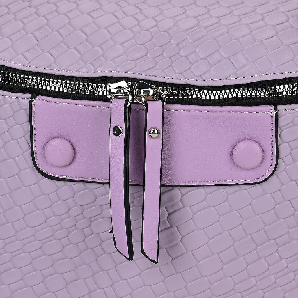 Leatherette Weave Pattern Bag - Lavender