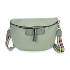 Leatherette Weave Pattern Crossbody Bag - Olive