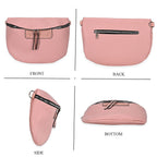 Leatherette Weave Pattern Crossbody Bag - Pink