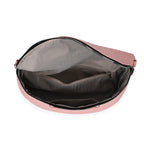 Leatherette Weave Pattern Crossbody Bag - Pink