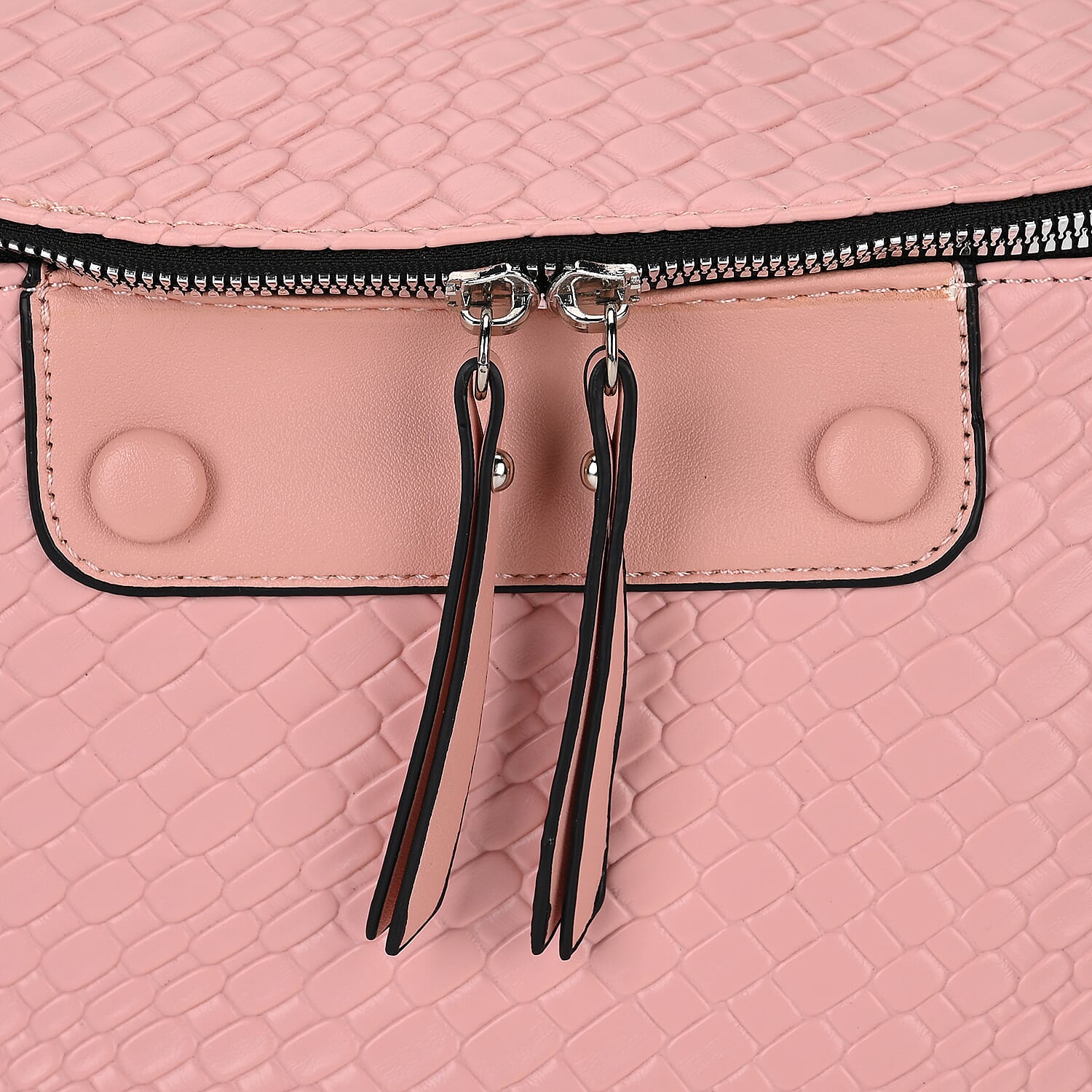 Leatherette Weave Pattern Crossbody Bag - Pink