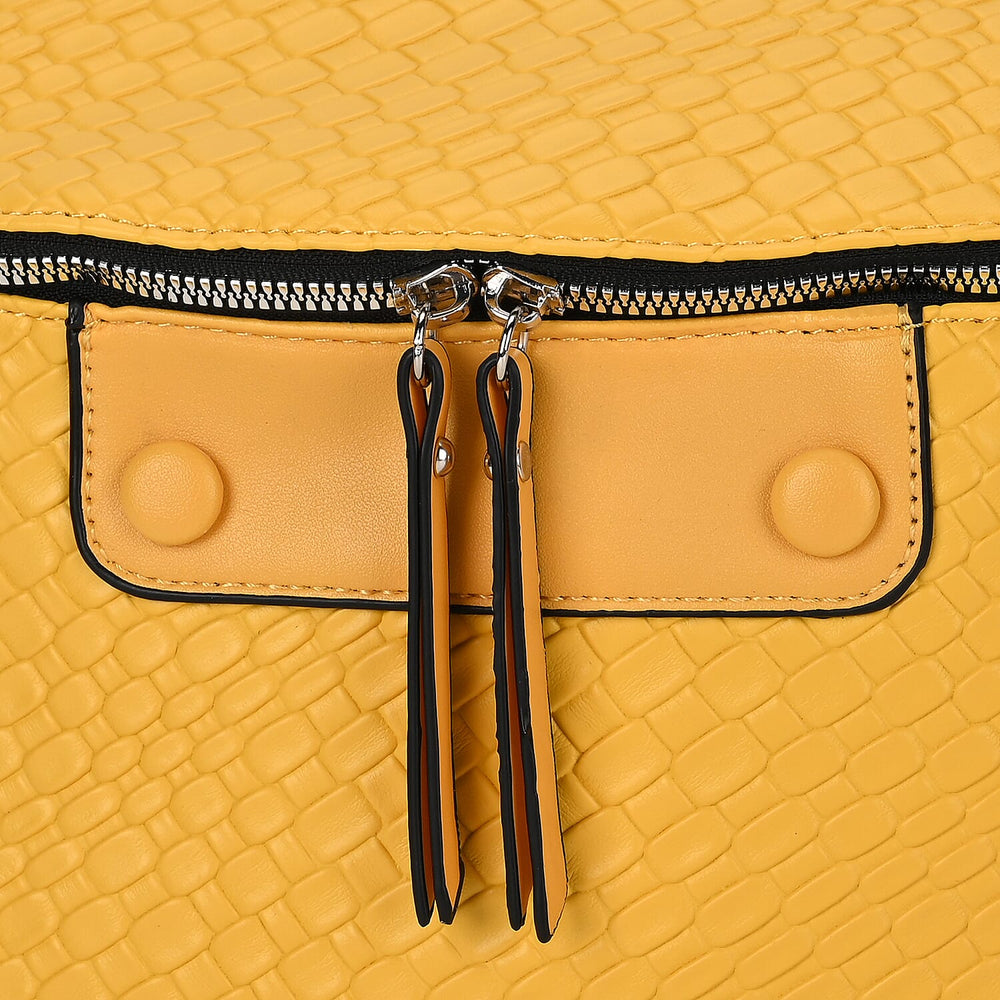 Leatherette Weave Pattern Crossbody Bag - Yellow