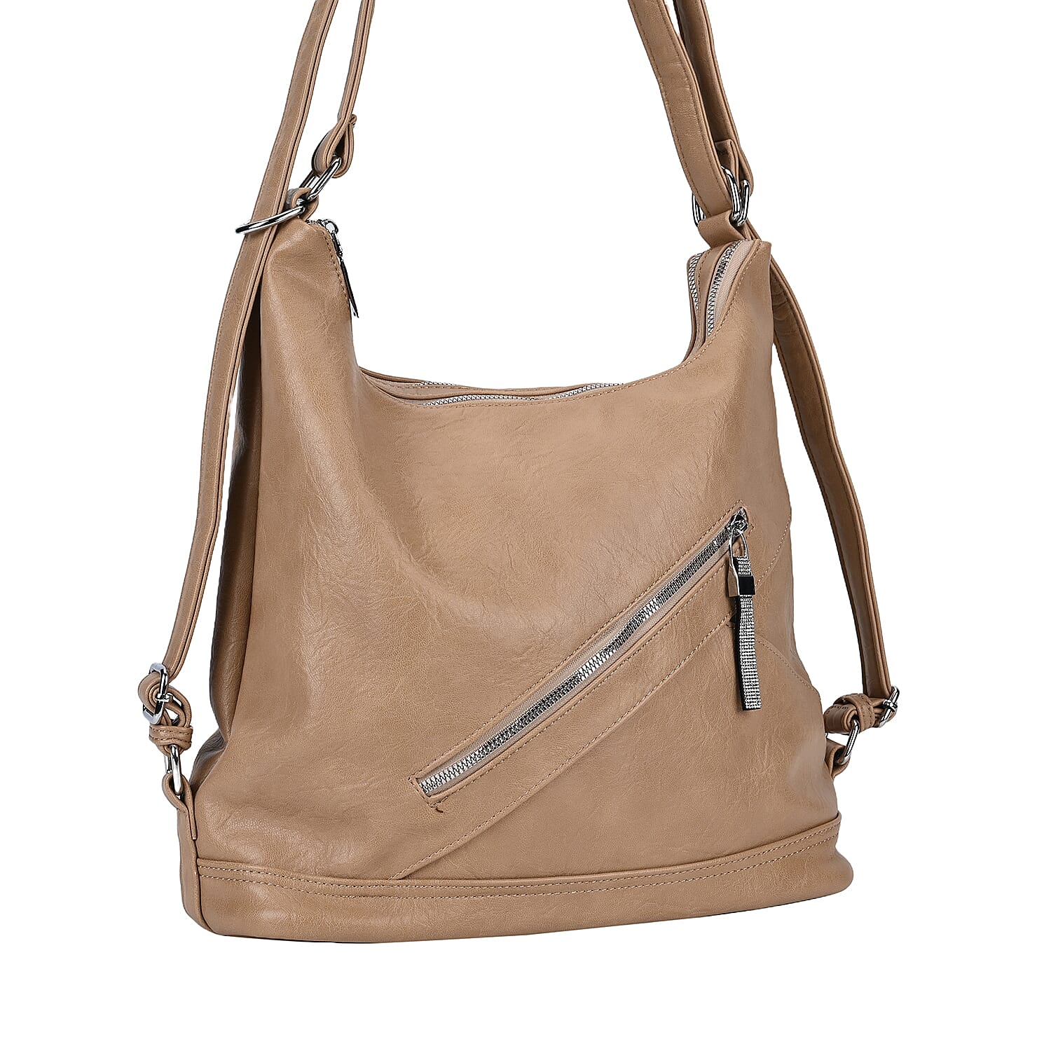 Leatherette 3 in 1 Crossbody Bag - Khaki