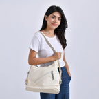 3 in 1 Solid Versatile Styling Crossbody, Shoulder, and Tote Bag (Size 33x13x36 cm) - White