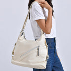 3 in 1 Solid Versatile Styling Crossbody, Shoulder, and Tote Bag (Size 33x13x36 cm) - White