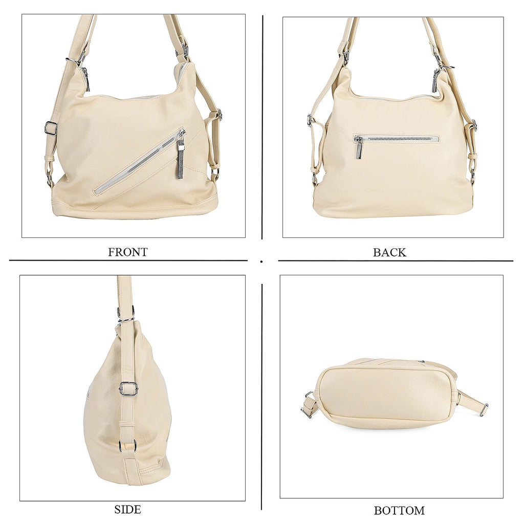 3 in 1 Solid Versatile Styling Crossbody, Shoulder, and Tote Bag (Size 33x13x36 cm) - White