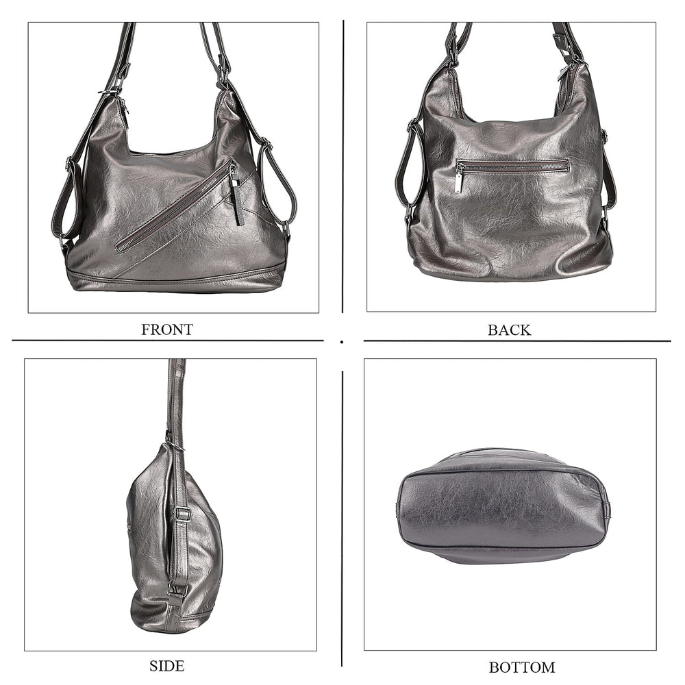 3 in 1 Solid Versatile Styling Crossbody, Shoulder, and Tote Bag (Size 33x13x36 cm) - Silver
