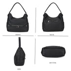 Solid Hobo Style Shoulder Bag - Black