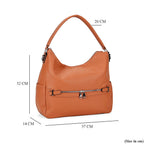 Solid Hobo Style Shoulder Bag - Brown