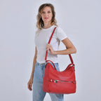 Solid Hobo Style Shoulder Bag - Red