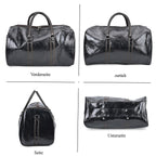 Designer Inspired Travel Duffle Bag with Shoulder Strap - Black