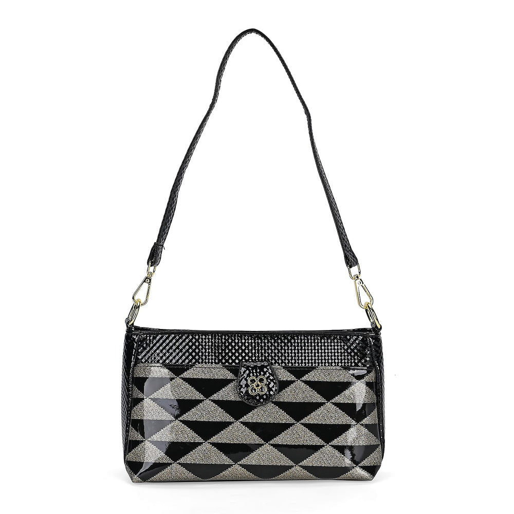 Triangle Patterened Crossbody Bag - Black