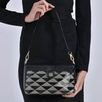 Triangle Patterened Crossbody Bag - Black