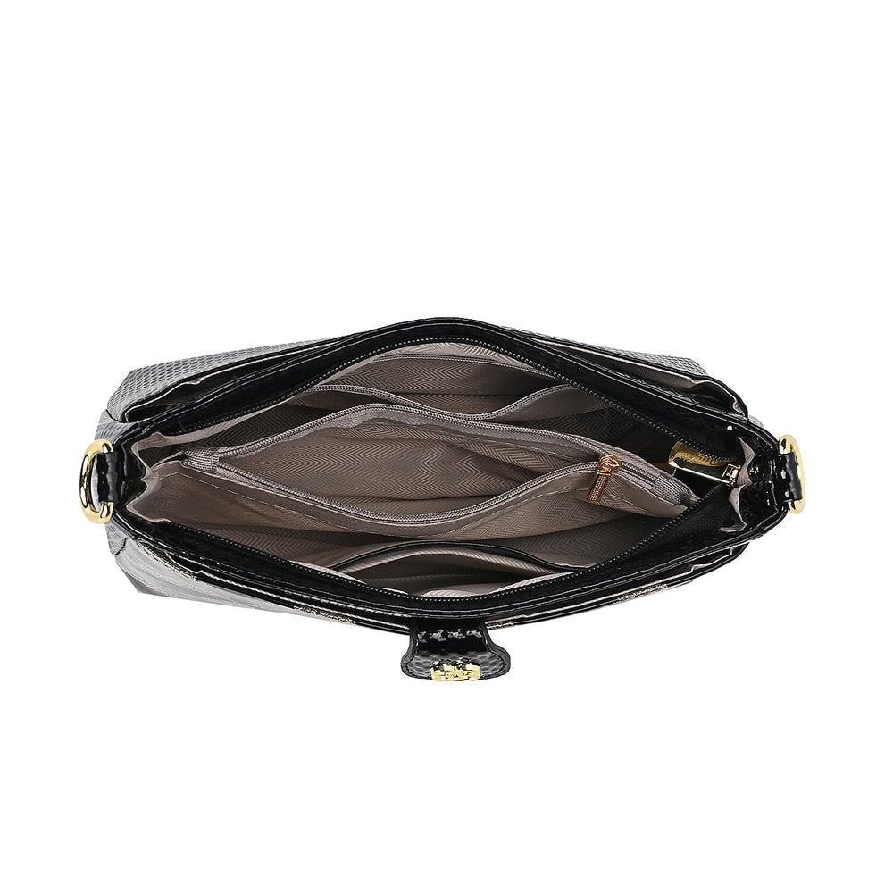 Triangle Patterened Crossbody Bag - Black