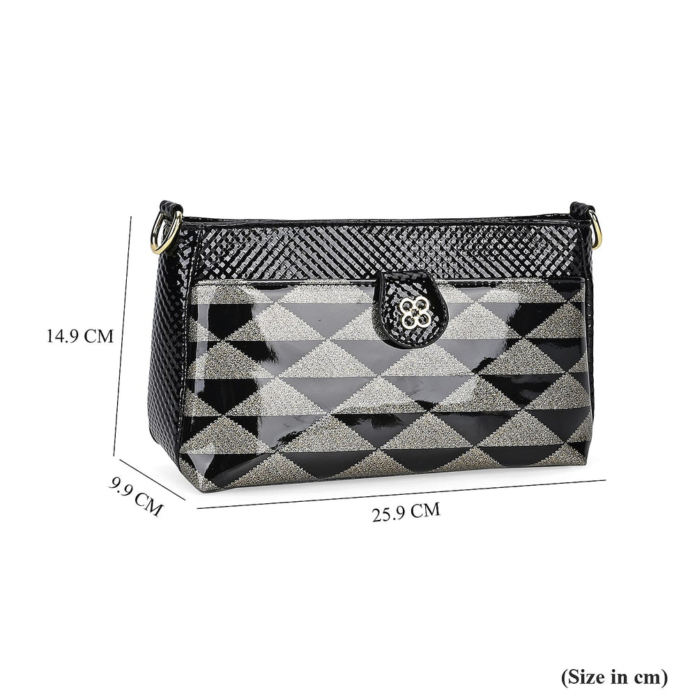 Triangle Patterened Crossbody Bag - Black