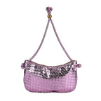 Leatherette Weave Pattern Crossbody Bag - Purple