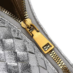 Leatherette Weave Pattern Crossbody Bag - Silver