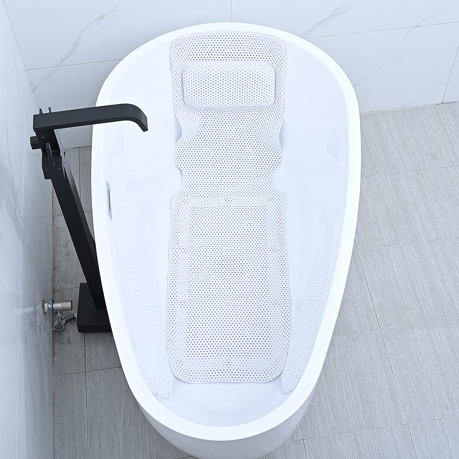 MSPA Antislip Bathtub Scrubbing Mat with Pillow - Grey
