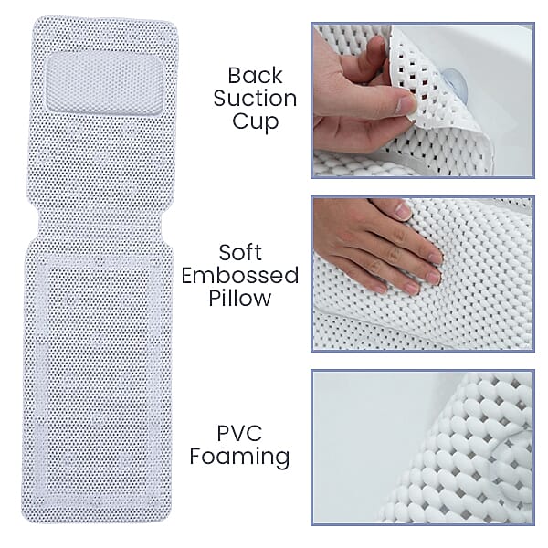 MSPA Antislip Bathtub Scrubbing Mat with Pillow - Grey