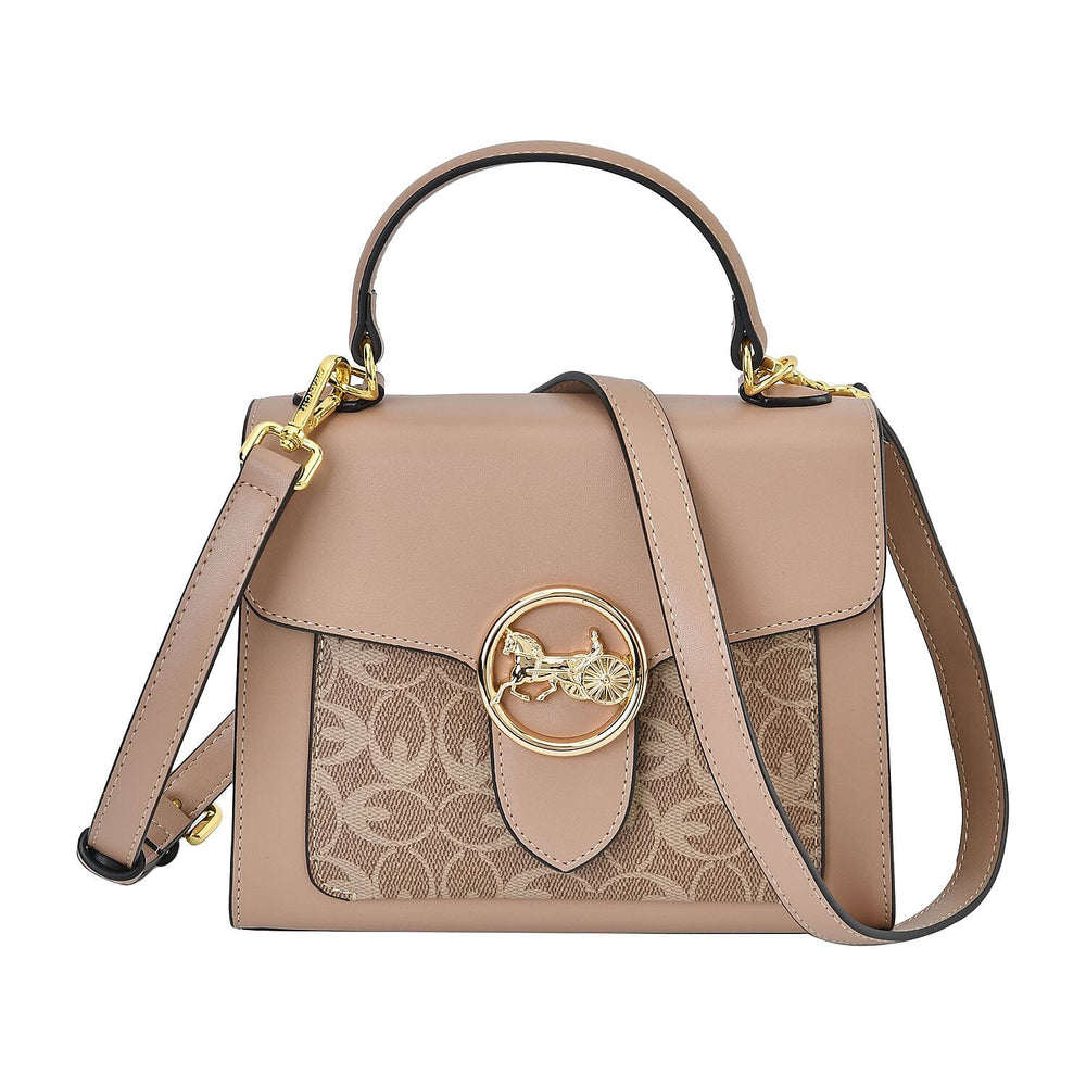 New Designer Launch GUANCHI New York Oval Pattern Cossbody Bag With Handle Drop - Shoulder Strap - Apricot
