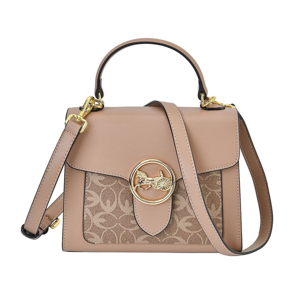 New Designer Launch GUANCHI New York Oval Pattern Cossbody Bag With Handle Drop - Shoulder Strap - Apricot