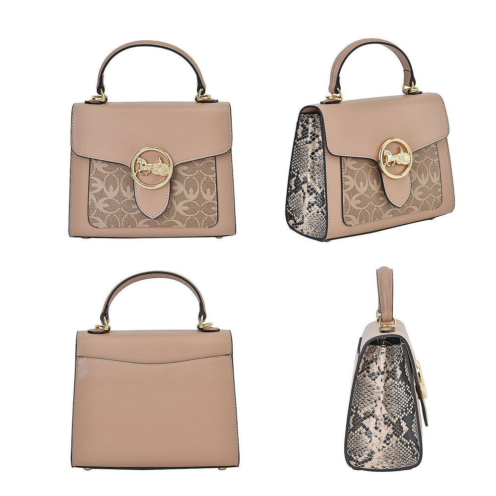 New Designer Launch GUANCHI New York Oval Pattern Cossbody Bag With Handle Drop - Shoulder Strap - Apricot