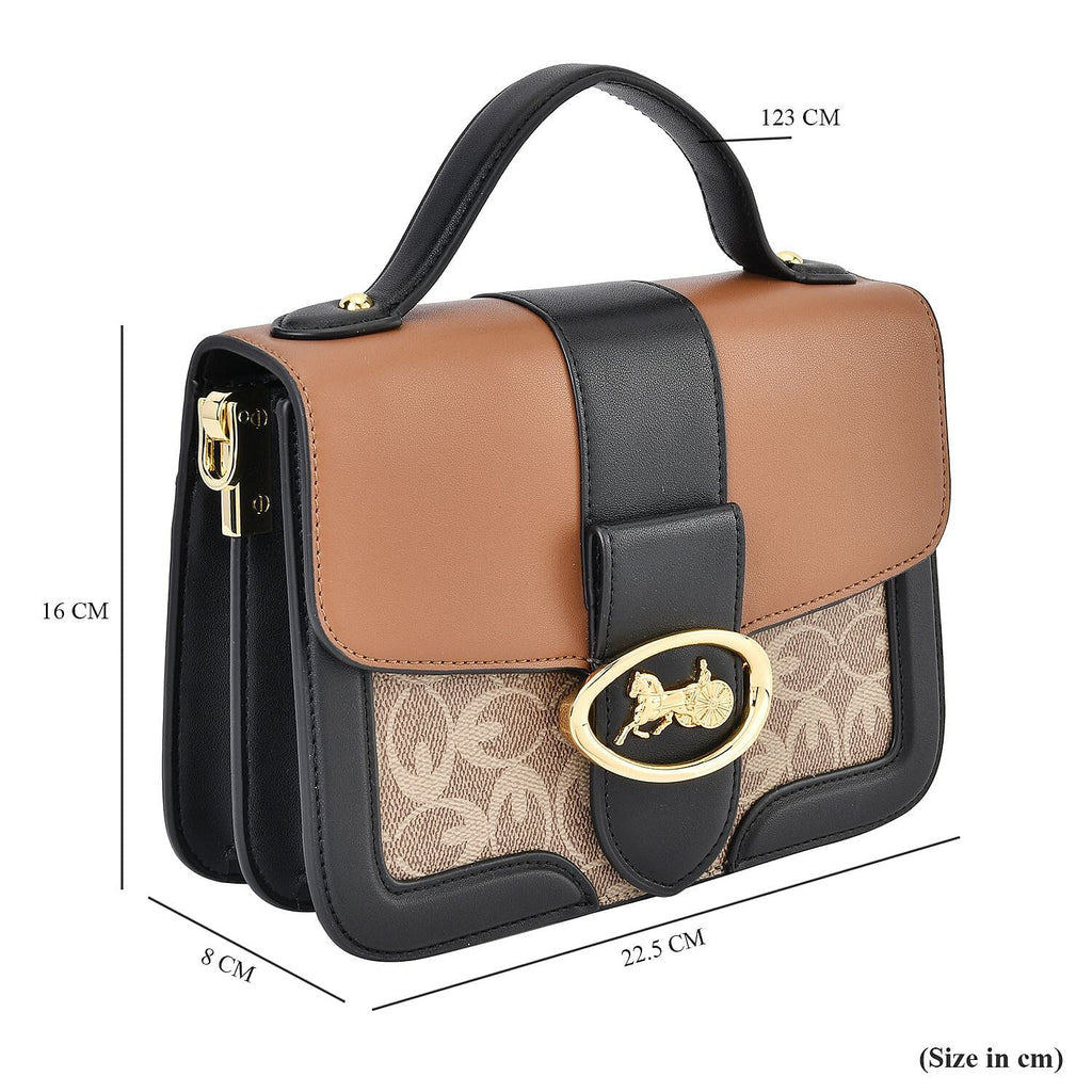 New Designer Launch GUANCHI New York Oval Pattern Cossbody Bag With Handle Drop - Shoulder Strap - Brown - Black