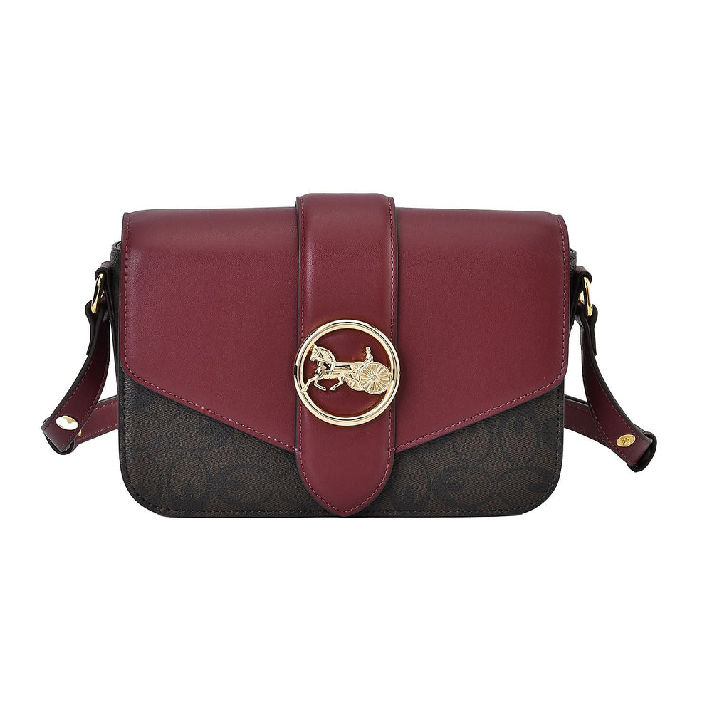 New Designer Launch GUANCHI New York Top Flap Crossbody Bag With Handle Drop - Adjustable Shoulder Strap - Burgundy - Coffee