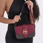 New Designer Launch GUANCHI New York Top Flap Crossbody Bag With Handle Drop - Adjustable Shoulder Strap - Burgundy - Coffee