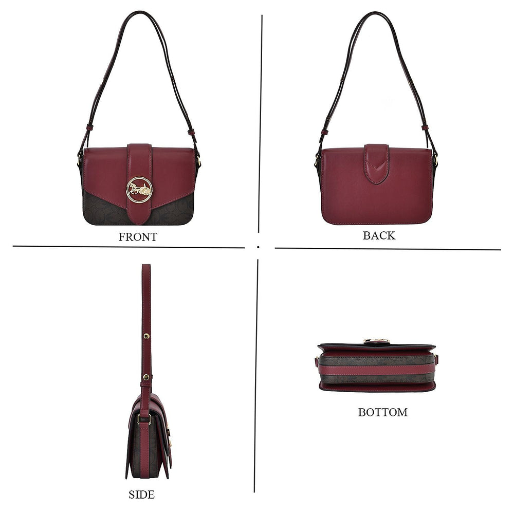 New Designer Launch GUANCHI New York Top Flap Crossbody Bag With Handle Drop - Adjustable Shoulder Strap - Burgundy - Coffee