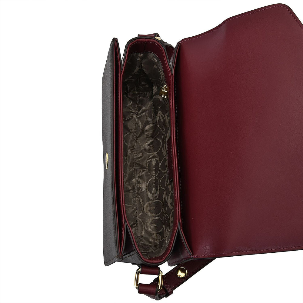 New Designer Launch GUANCHI New York Top Flap Crossbody Bag With Handle Drop - Adjustable Shoulder Strap - Burgundy - Coffee