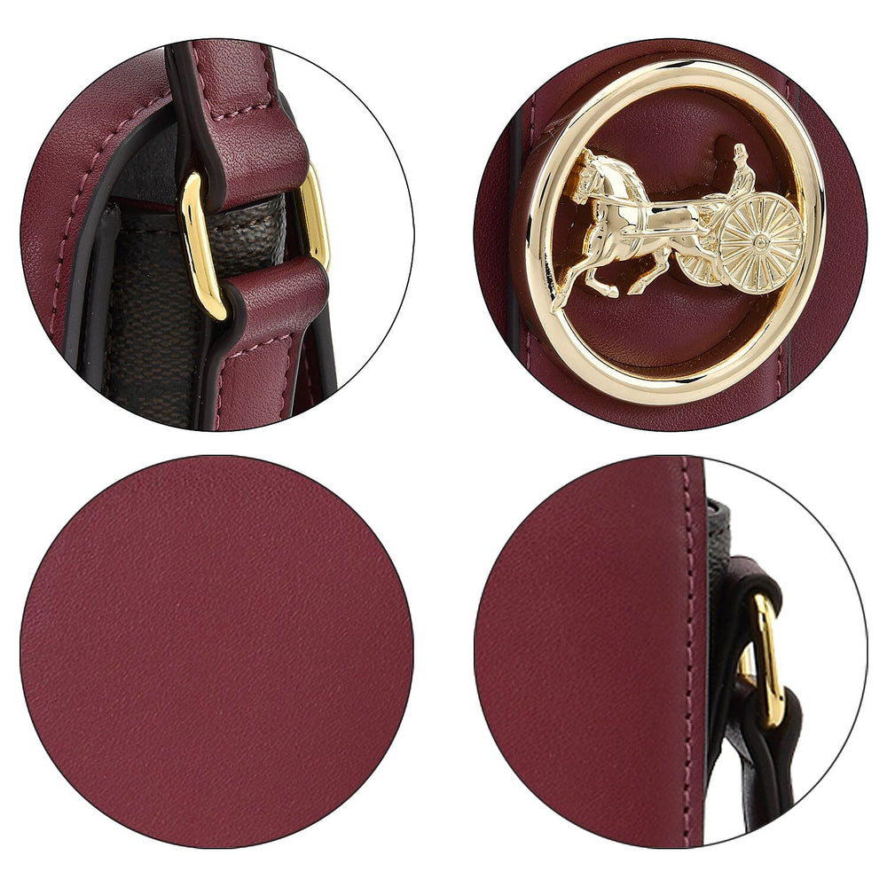 New Designer Launch GUANCHI New York Top Flap Crossbody Bag With Handle Drop - Adjustable Shoulder Strap - Burgundy - Coffee