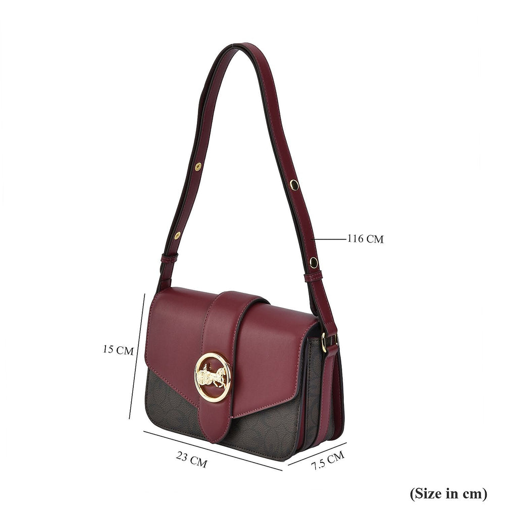 New Designer Launch GUANCHI New York Top Flap Crossbody Bag With Handle Drop - Adjustable Shoulder Strap - Burgundy - Coffee