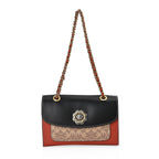 Guanchi Crossbody Bag with Exterior Zipped Pocket - Black - Red