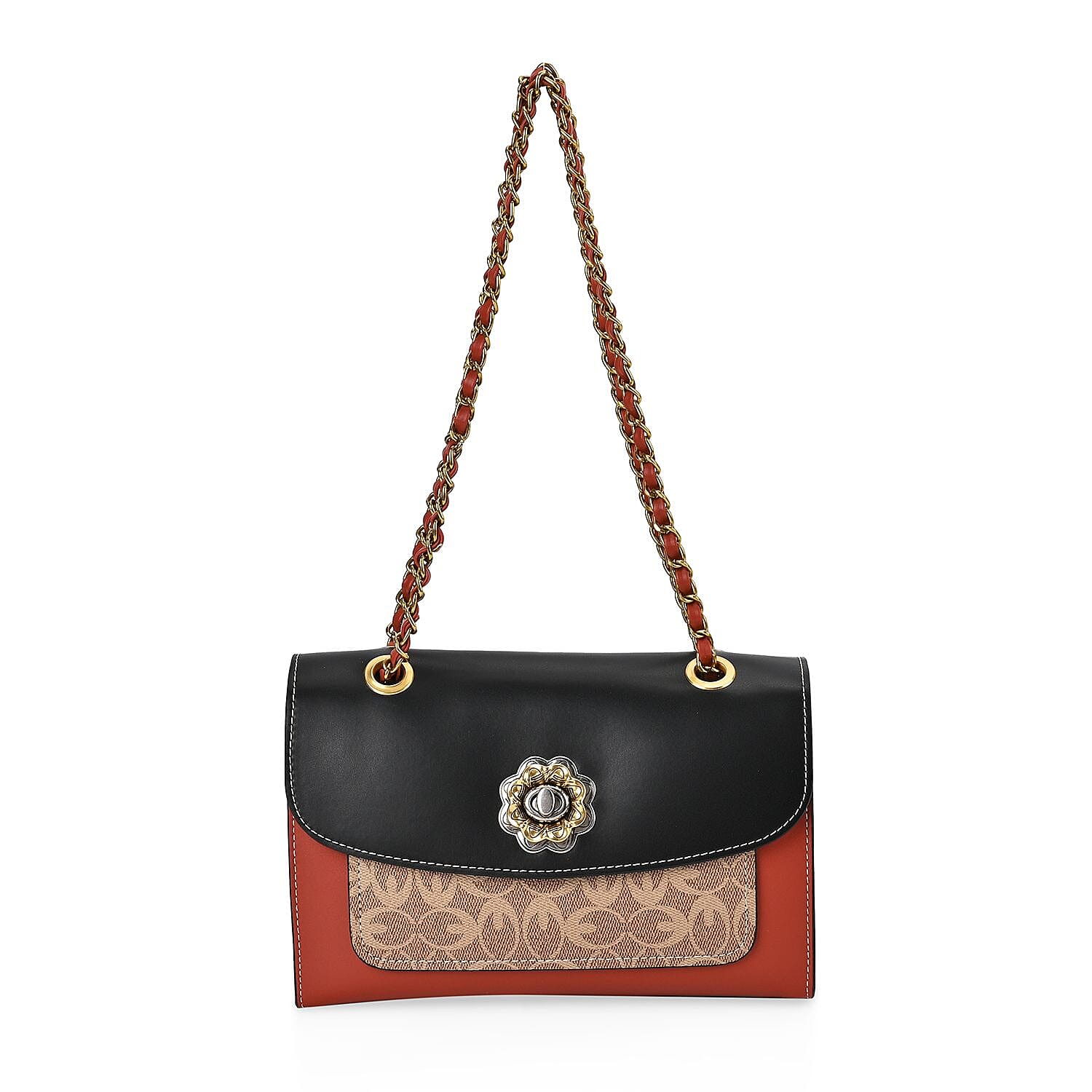 Guanchi Crossbody Bag with Exterior Zipped Pocket - Black - Red