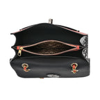 Guanchi Crossbody Bag with Exterior Zipped Pocket - Black - Red