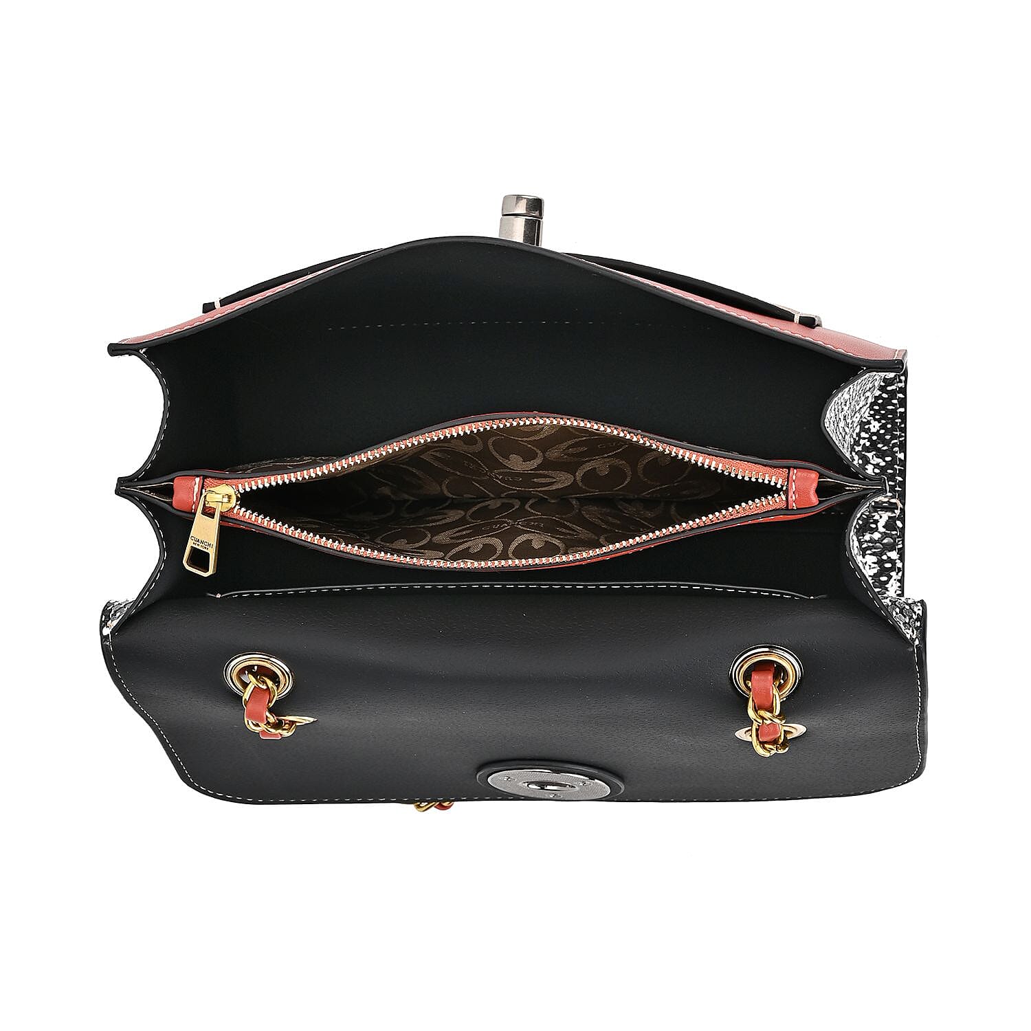 Guanchi Crossbody Bag with Exterior Zipped Pocket - Black - Red