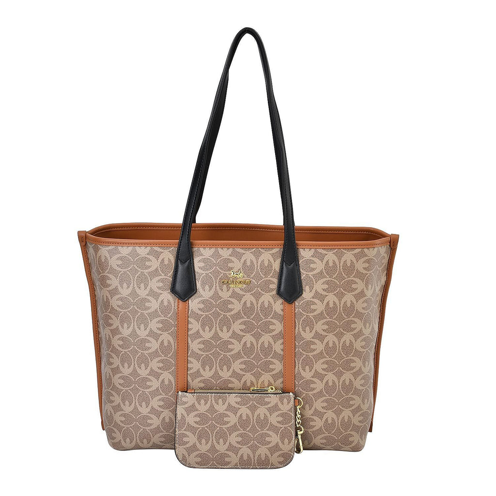 GUANCHI New York Tote Bag With Wristlet - Tan