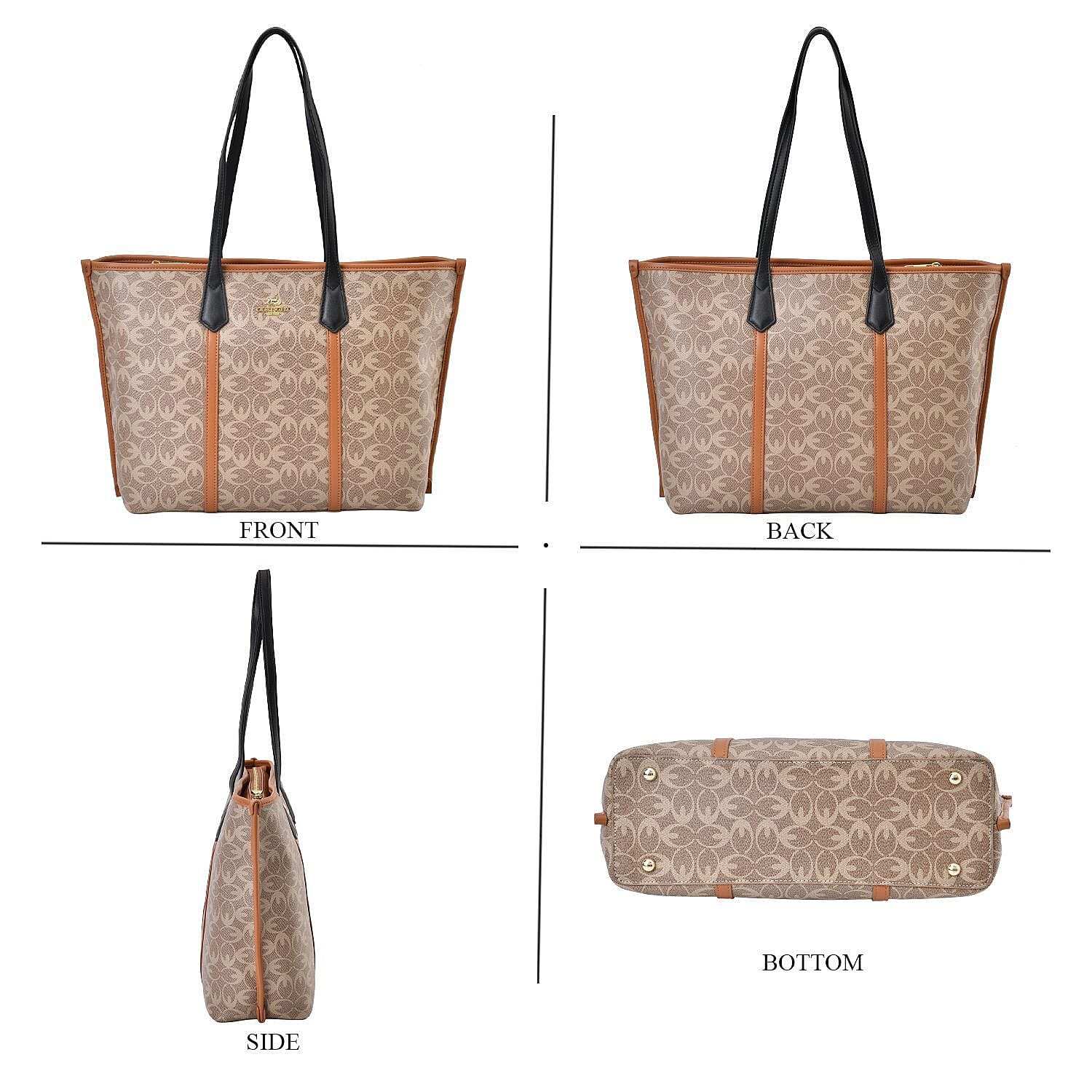 GUANCHI New York Tote Bag With Wristlet - Tan